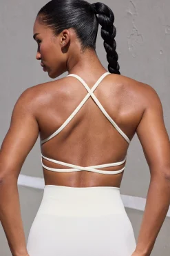 Oh Polly Matching Sets | Tops^Super Sculpt Seamless Open Back Sports Bra in Eggshell