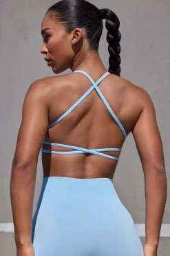 Oh Polly Matching Sets | Tops^Super Sculpt Seamless Open Back Sports Bra in Sky Blue SkyBlue