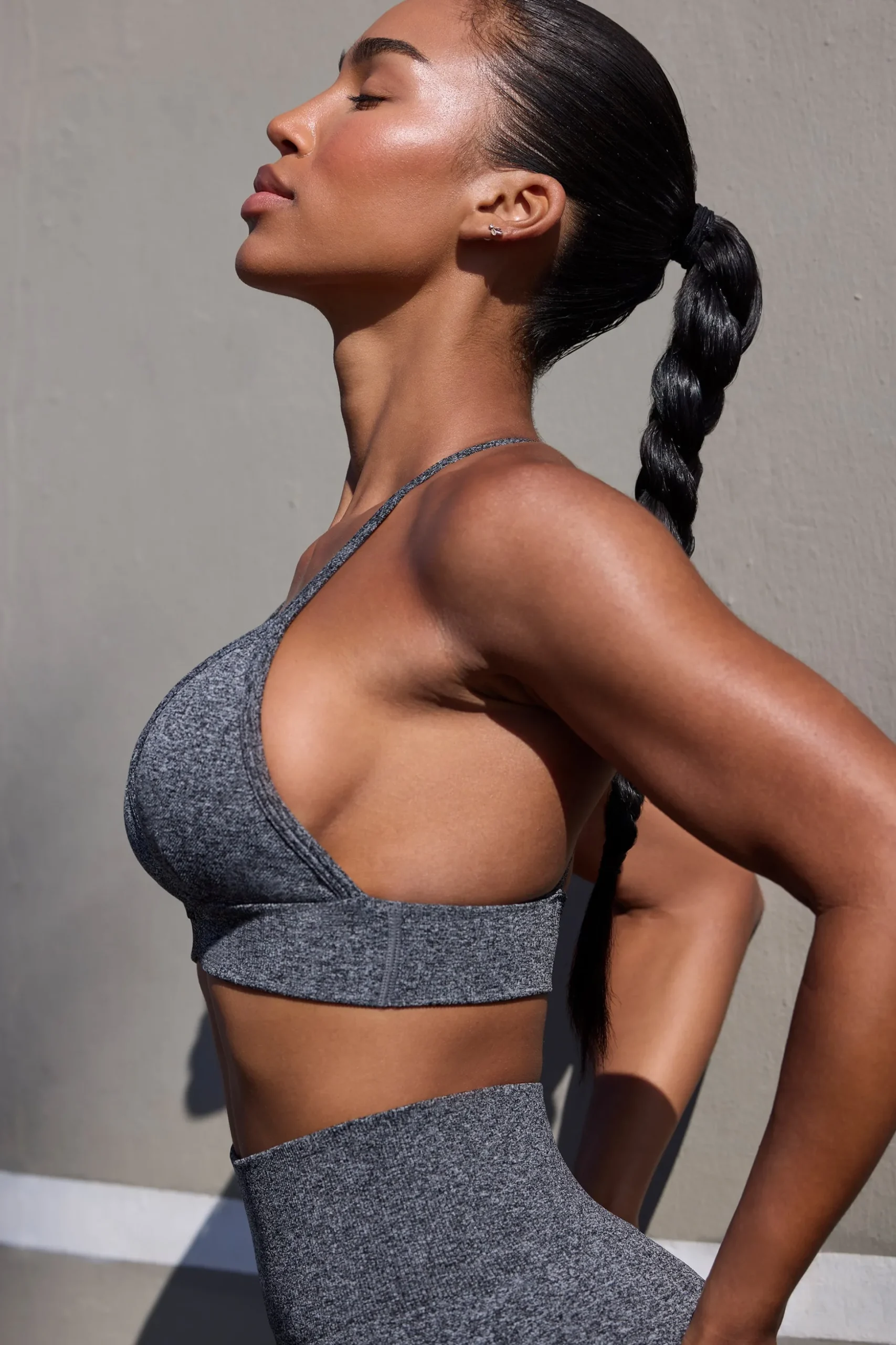 Oh Polly Women'S Clothing Sale - $65 And Under | Women'S Clothing Sale - $40 And Under^Super Sculpt Seamless Triangle Sports Bra in Marl Black MarlBlack