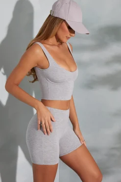 Oh Polly Women'S Clothing Sale - $40 And Under | Women'S Clothing Sale - $65 And Under^Sweetheart Neckline Crop Top in Marled Grey MarledGrey