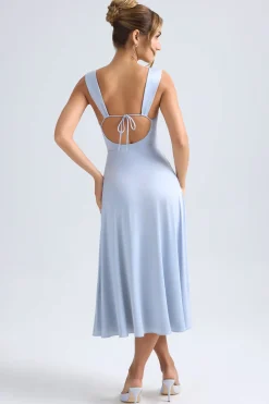 Oh Polly Wedding Guest^Sweetheart-Neck Ruched Midaxi Dress in Light Blue LightBlue