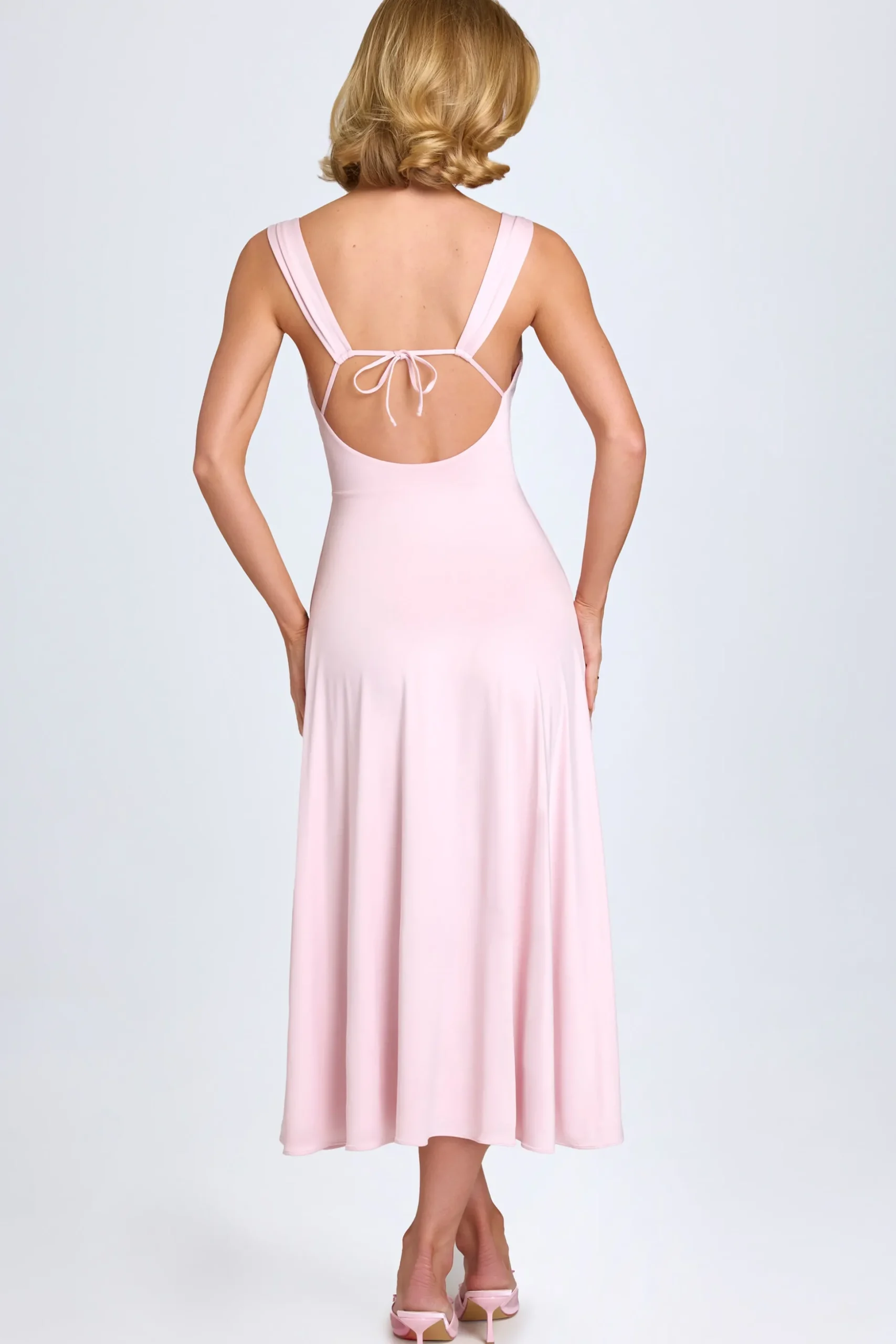 Oh Polly Wedding Guest^Sweetheart-Neck Ruched Midaxi Dress in Blush