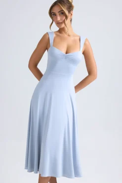 Oh Polly Wedding Guest^Sweetheart-Neck Ruched Midaxi Dress in Light Blue LightBlue