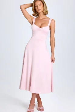 Oh Polly Wedding Guest^Sweetheart-Neck Ruched Midaxi Dress in Blush