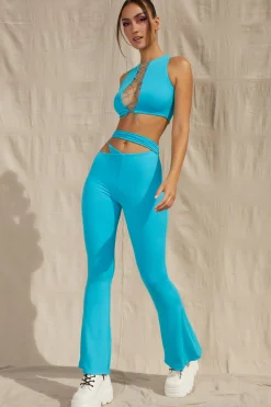 Oh Polly Women'S Clothing Sale - $65 And Under | Women'S Clothing Sale - $40 And Under^Tall Cut Out Flare Trousers in Aqua