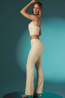 Oh Polly Women'S Clothing Sale - $65 And Under | Women'S Clothing Sale - $40 And Under^Tall Embellished Lace Low Rise Trousers in Ivory