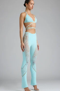 Oh Polly Women'S Clothing Sale - $65 And Under | Women'S Clothing Sale - $40 And Under^Tall Embellished Mid-Rise Flared Trousers in Ice Blue IceBlue