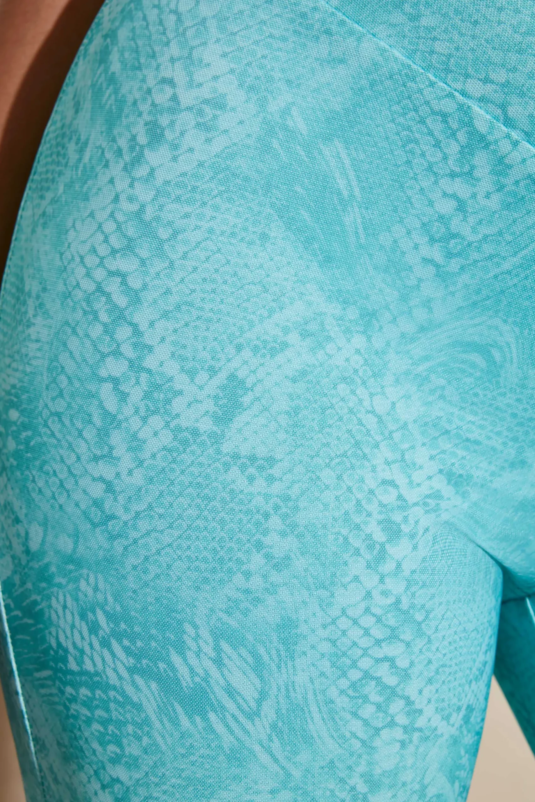 Oh Polly Women'S Clothing Sale - $65 And Under | Women'S Clothing Sale - $40 And Under^Tall Lace Up Detail Flare Trousers in Teal Print TealPrint