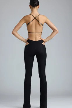 Oh Polly Women'S Clothing Sale - $65 And Under | Women'S Clothing Sale - $40 And Under^Tall Metallic Cut-Out Low-Rise Flared Trousers in Black