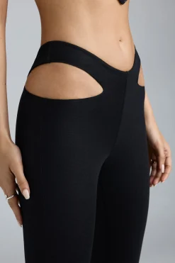 Oh Polly Women'S Clothing Sale - $65 And Under | Women'S Clothing Sale - $40 And Under^Tall Metallic Cut-Out Low-Rise Flared Trousers in Black
