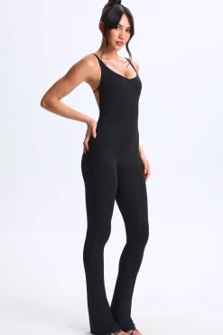 Oh Polly Women'S Clothing Sale - $65 And Under^Tall Plunge Open-Back Flared Jumpsuit in Black