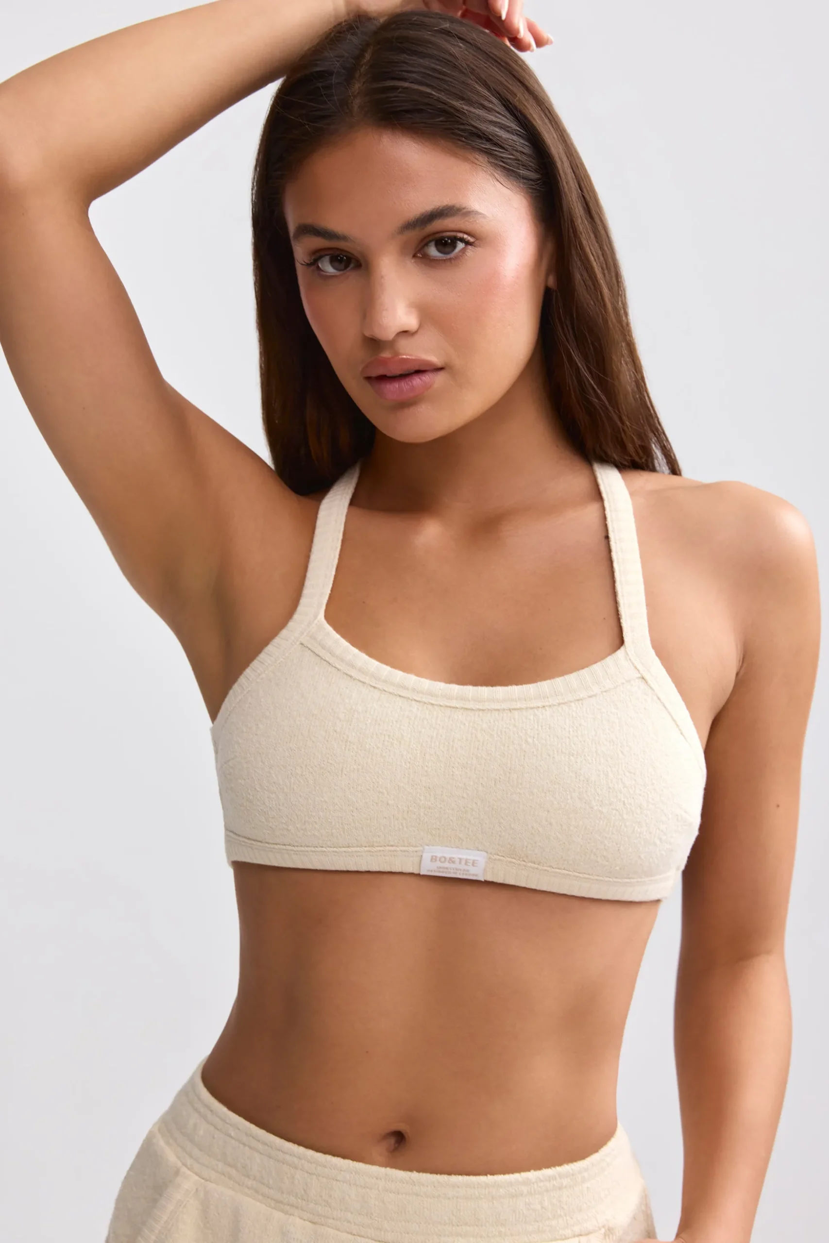 Oh Polly Matching Sets^Terry Towelling Scoop-Neck Bralette in Cream