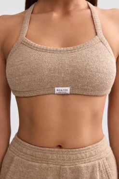 Oh Polly Matching Sets^Terry Towelling Scoop-Neck Bralette in Mocha Brown MochaBrown