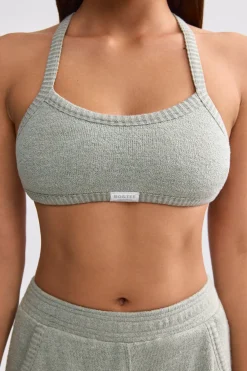 Oh Polly Matching Sets^Terry Towelling Scoop-Neck Bralette in Sage Grey SageGrey