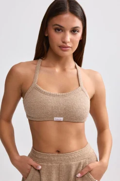 Oh Polly Matching Sets^Terry Towelling Scoop-Neck Bralette in Mocha Brown MochaBrown