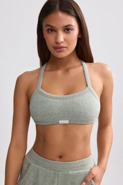 Oh Polly Matching Sets^Terry Towelling Scoop-Neck Bralette in Sage Grey SageGrey