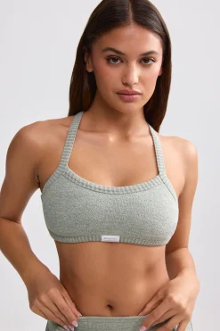 Oh Polly Matching Sets^Terry Towelling Scoop-Neck Bralette in Sage Grey SageGrey