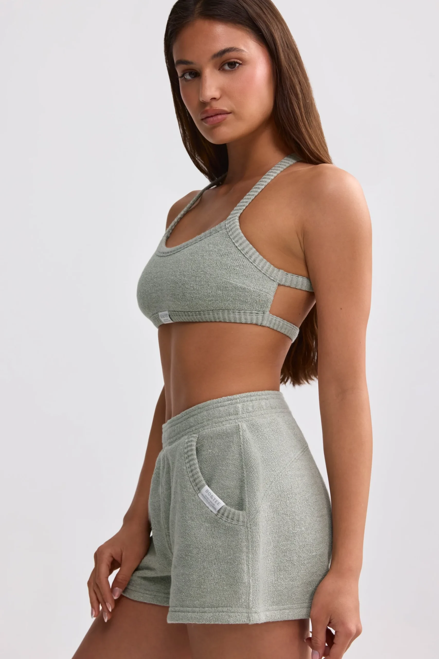 Oh Polly Matching Sets | Shorts^Terry Towelling Shorts in Sage Grey SageGrey