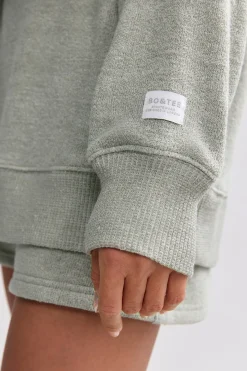 Oh Polly Tracksuits | Sweatshirts^Terry Towelling V-Neck Hoodie in Sage Grey SageGrey