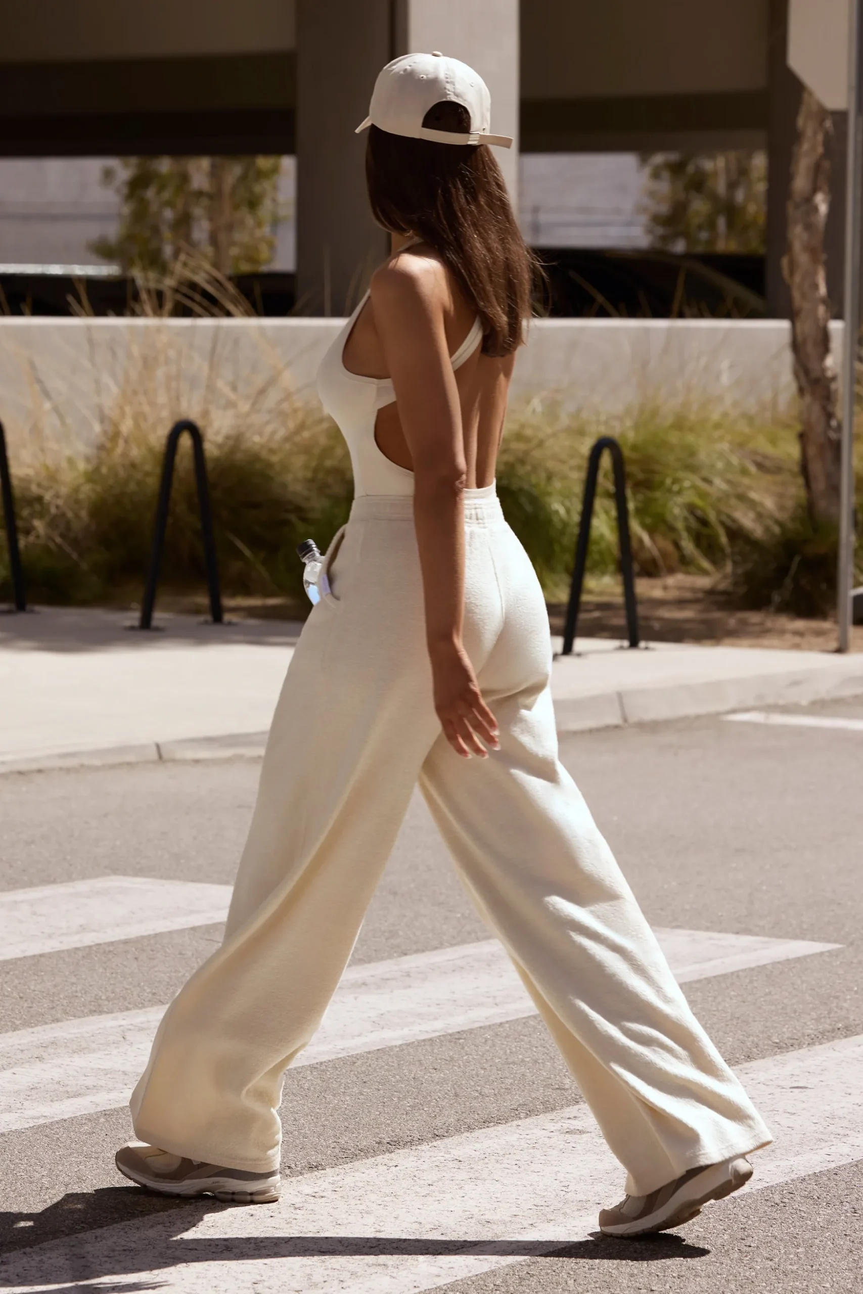 Oh Polly Tracksuits | Matching Sets^Terry Towelling Wide-Leg Joggers in Cream