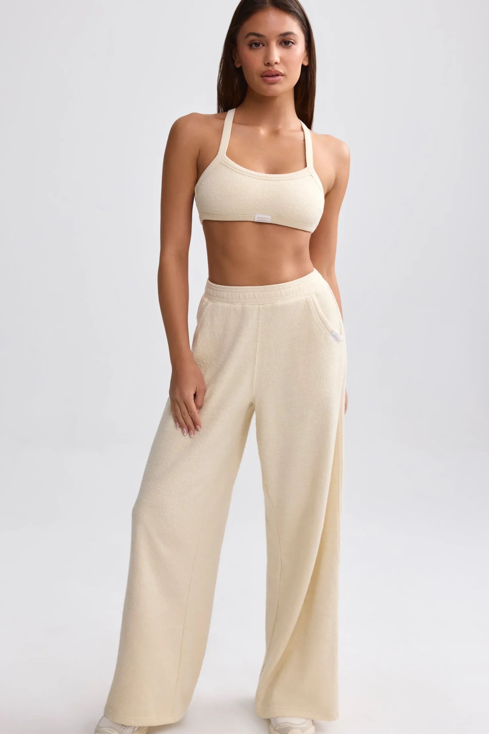 Oh Polly Tracksuits | Matching Sets^Terry Towelling Wide-Leg Joggers in Cream