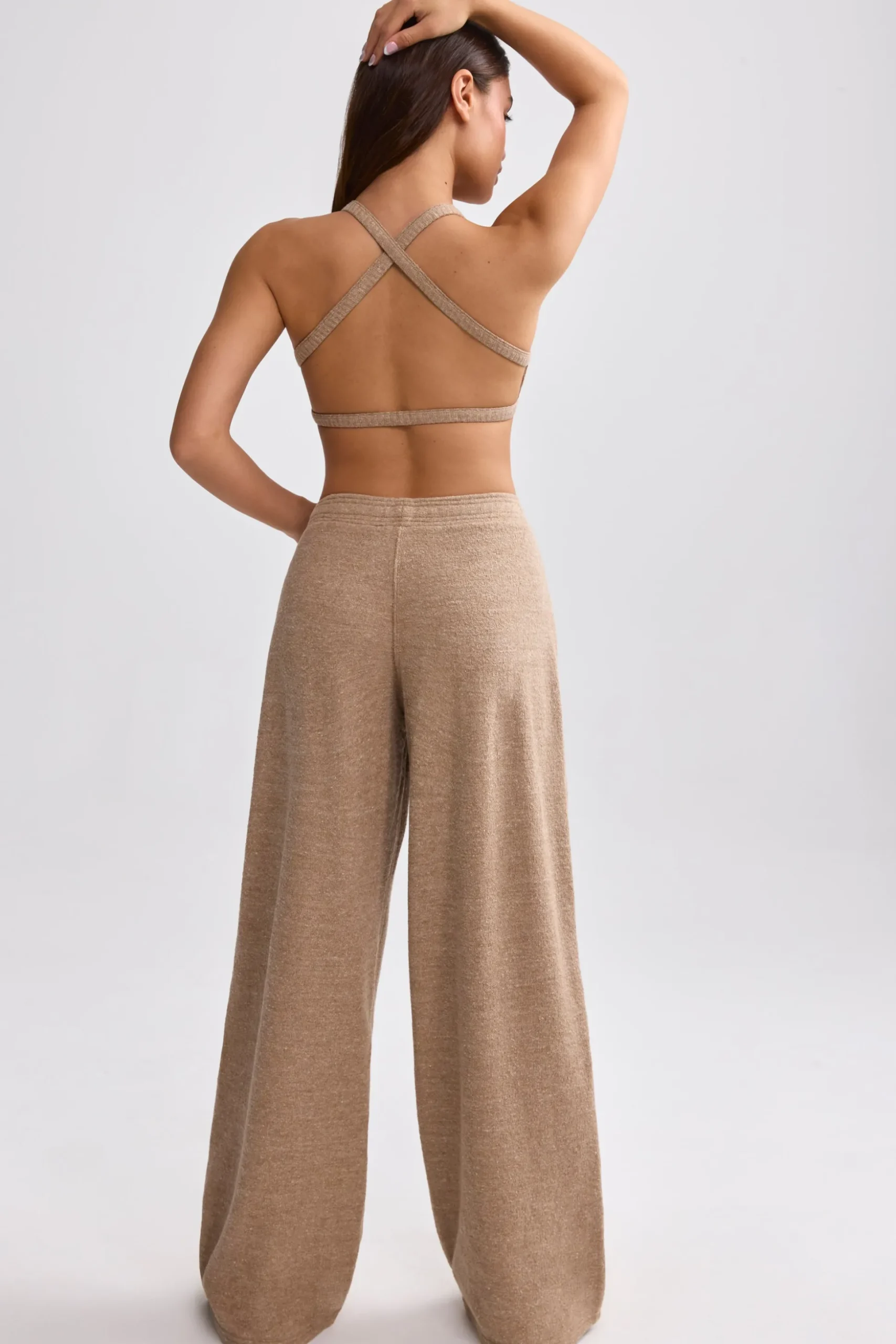 Oh Polly Tracksuits | Matching Sets^Terry Towelling Wide-Leg Joggers in Mocha Brown MochaBrown