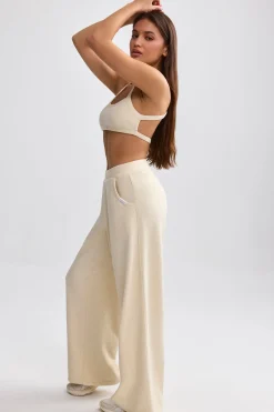 Oh Polly Tracksuits | Matching Sets^Terry Towelling Wide-Leg Joggers in Cream