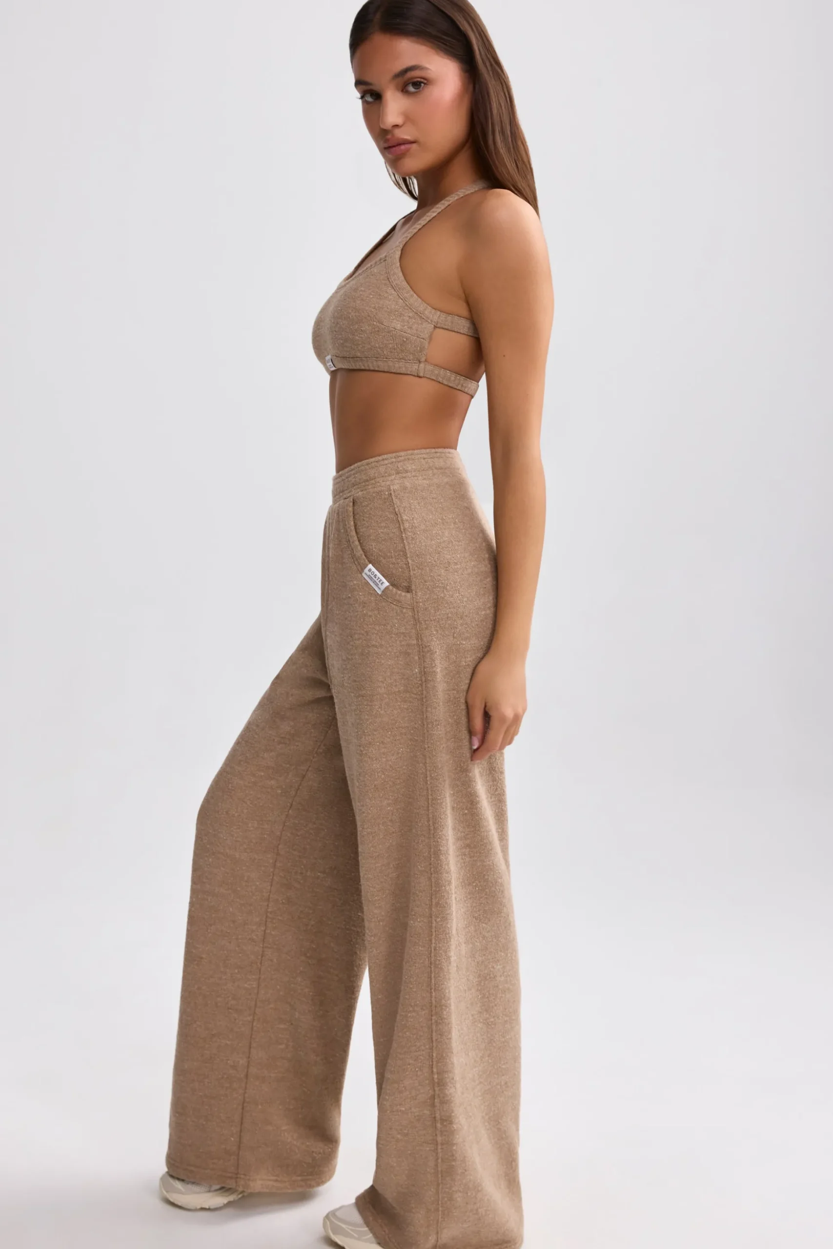 Oh Polly Tracksuits | Matching Sets^Terry Towelling Wide-Leg Joggers in Mocha Brown MochaBrown