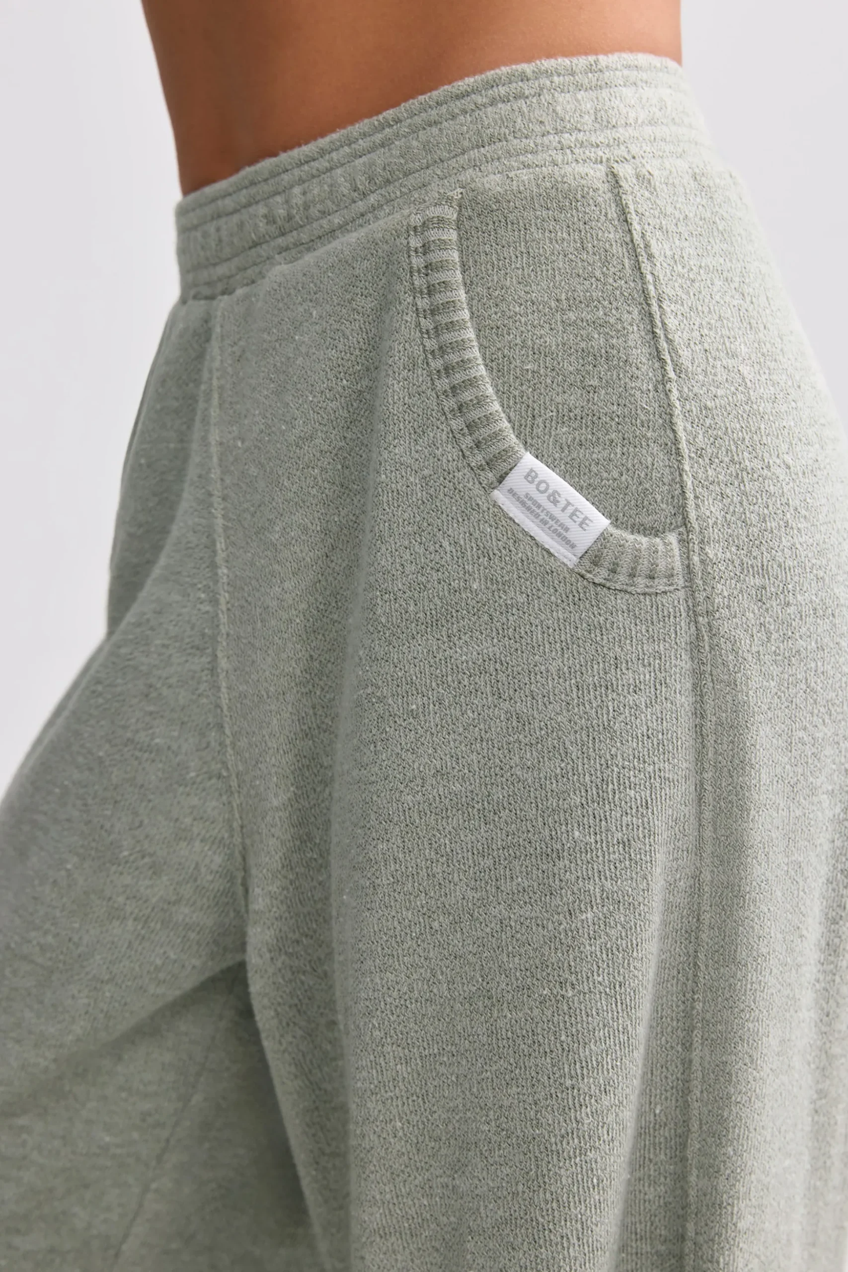 Oh Polly Tracksuits | Matching Sets^Terry Towelling Wide-Leg Joggers in Sage Grey SageGrey