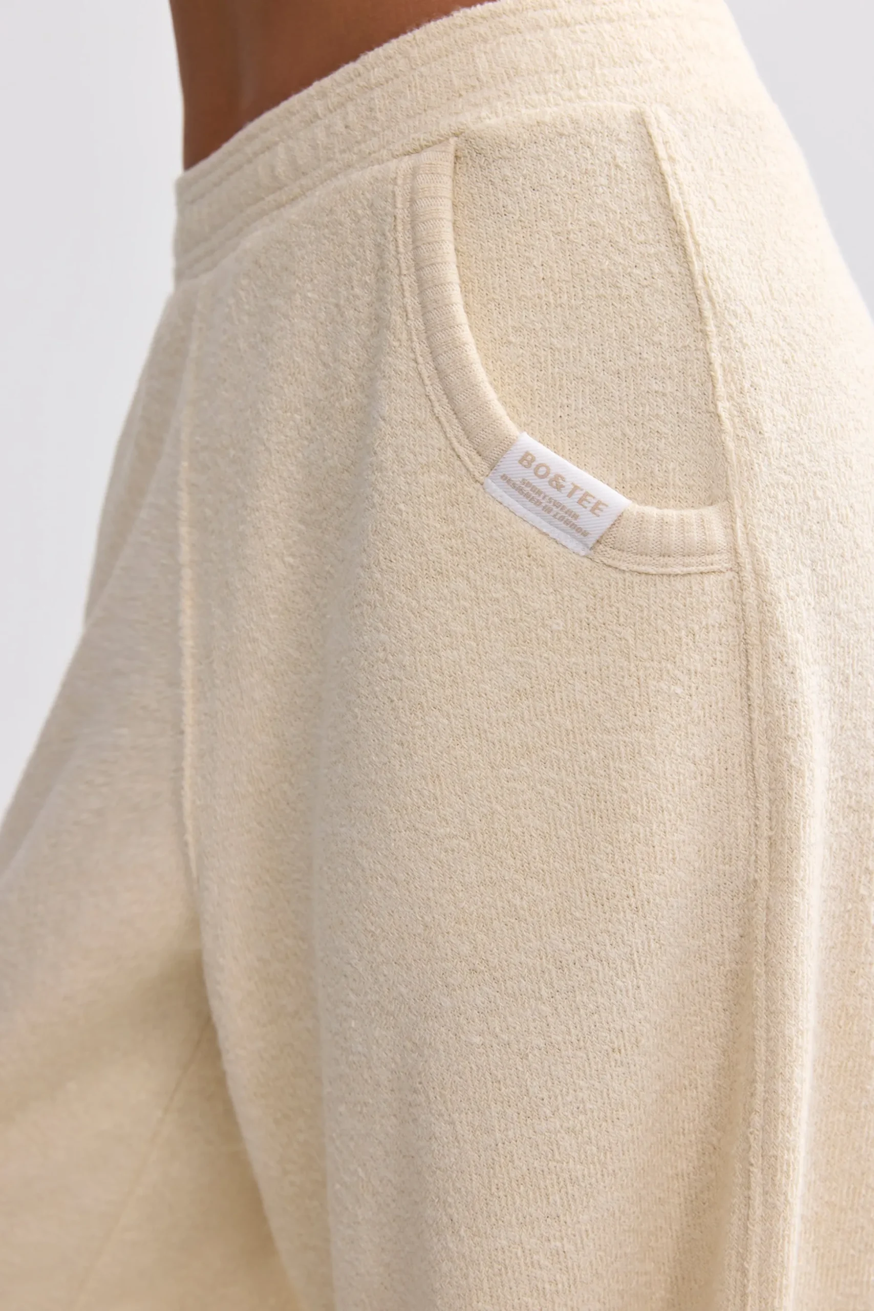 Oh Polly Tracksuits | Matching Sets^Terry Towelling Wide-Leg Joggers in Cream