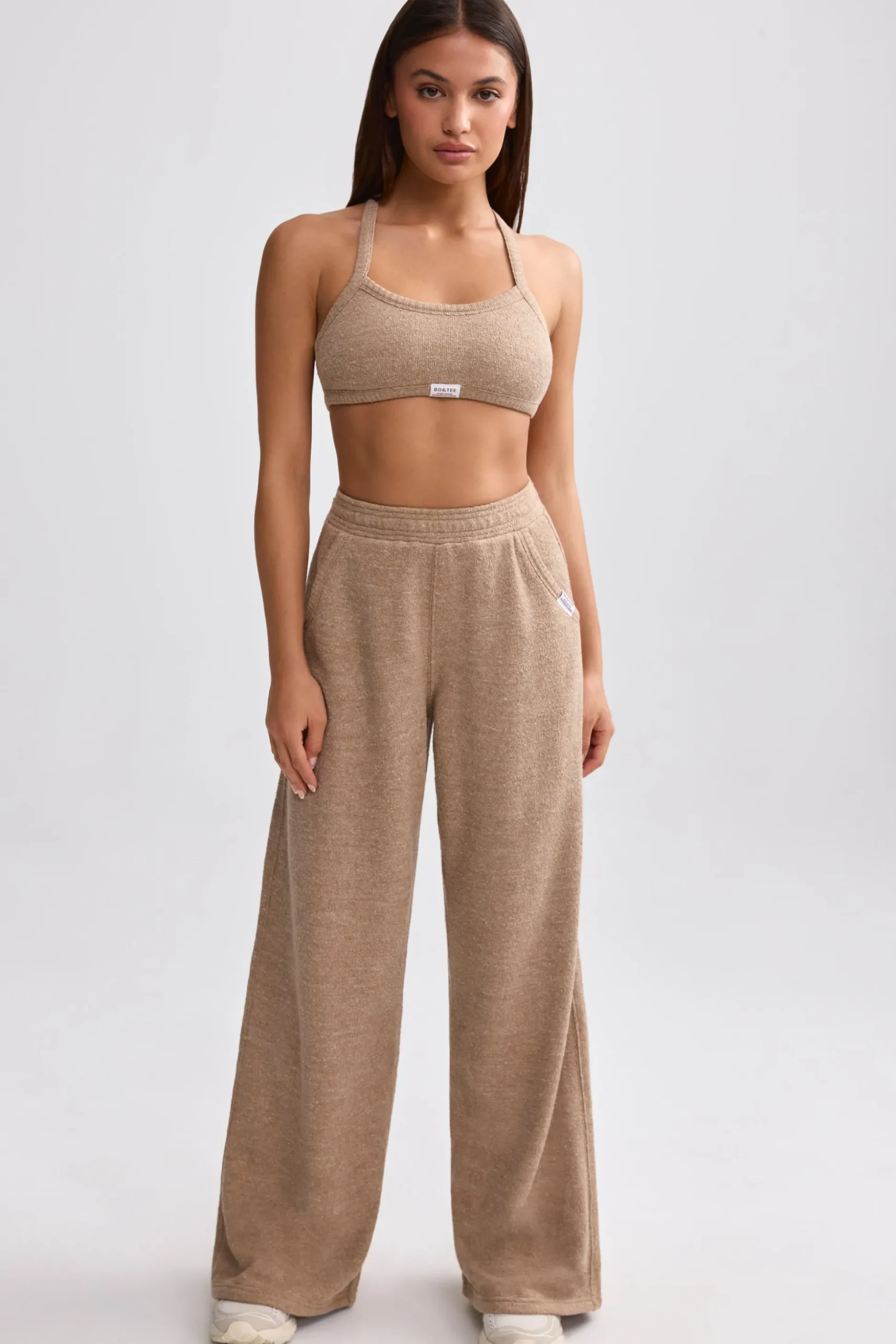 Oh Polly Tracksuits | Matching Sets^Terry Towelling Wide-Leg Joggers in Mocha Brown MochaBrown