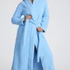 Oh Polly Lounge & Intimates^Tie Front Fleece Robe in Baby Blue BabyBlue