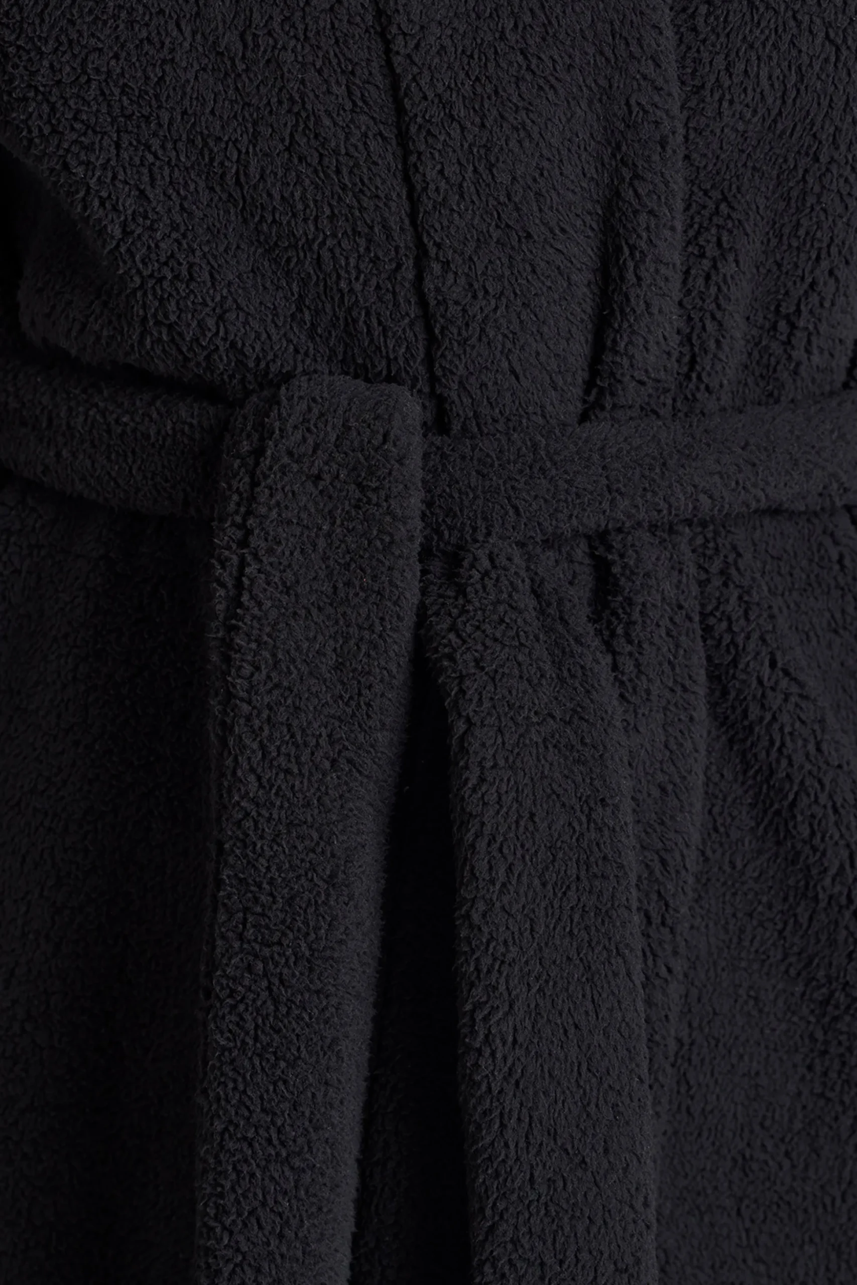 Oh Polly Lounge & Intimates^Tie Front Fleece Robe in Black