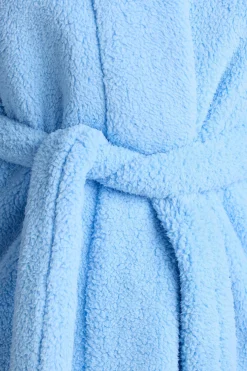 Oh Polly Lounge & Intimates^Tie Front Fleece Robe in Baby Blue BabyBlue