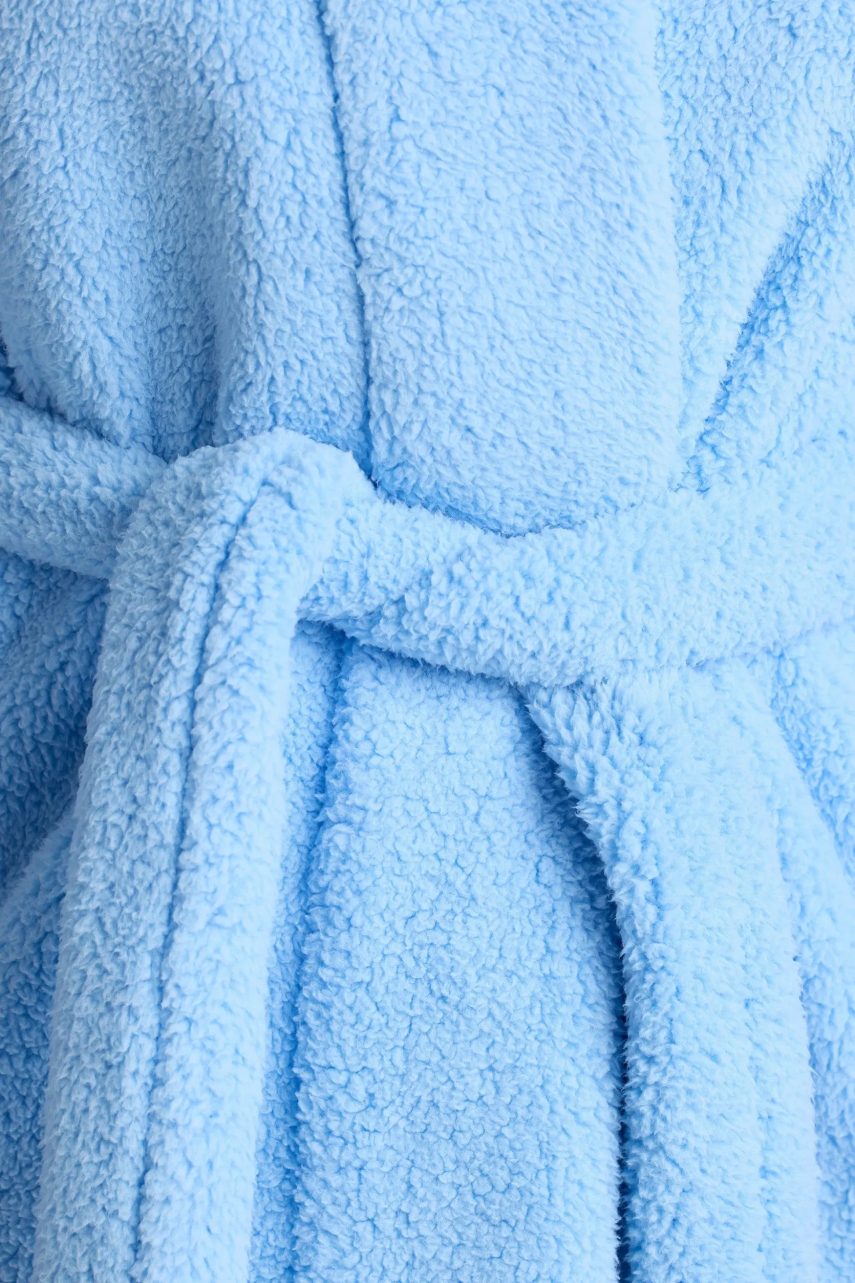 Oh Polly Lounge & Intimates^Tie Front Fleece Robe in Baby Blue BabyBlue