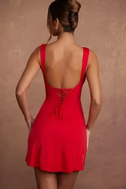 Oh Polly Graduation Dresses^Tie Up Back Mini Dress in Red