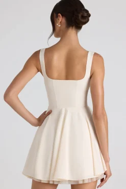 Oh Polly Bride To Be | Georgette And Chiffon^Tie-Detail A-Line Micro Mini Dress in Ivory