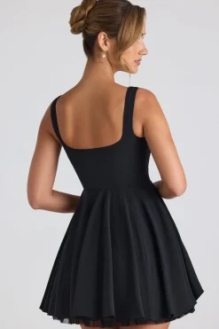 Oh Polly Georgette And Chiffon | Tulle Dresses^Tie-Detail A-Line Micro Mini Dress in Black