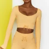 Oh Polly Women'S Clothing Sale - $65 And Under | Women'S Clothing Sale - $40 And Under^Time Check Ribbed Long Sleeve Crop Top in Yellow