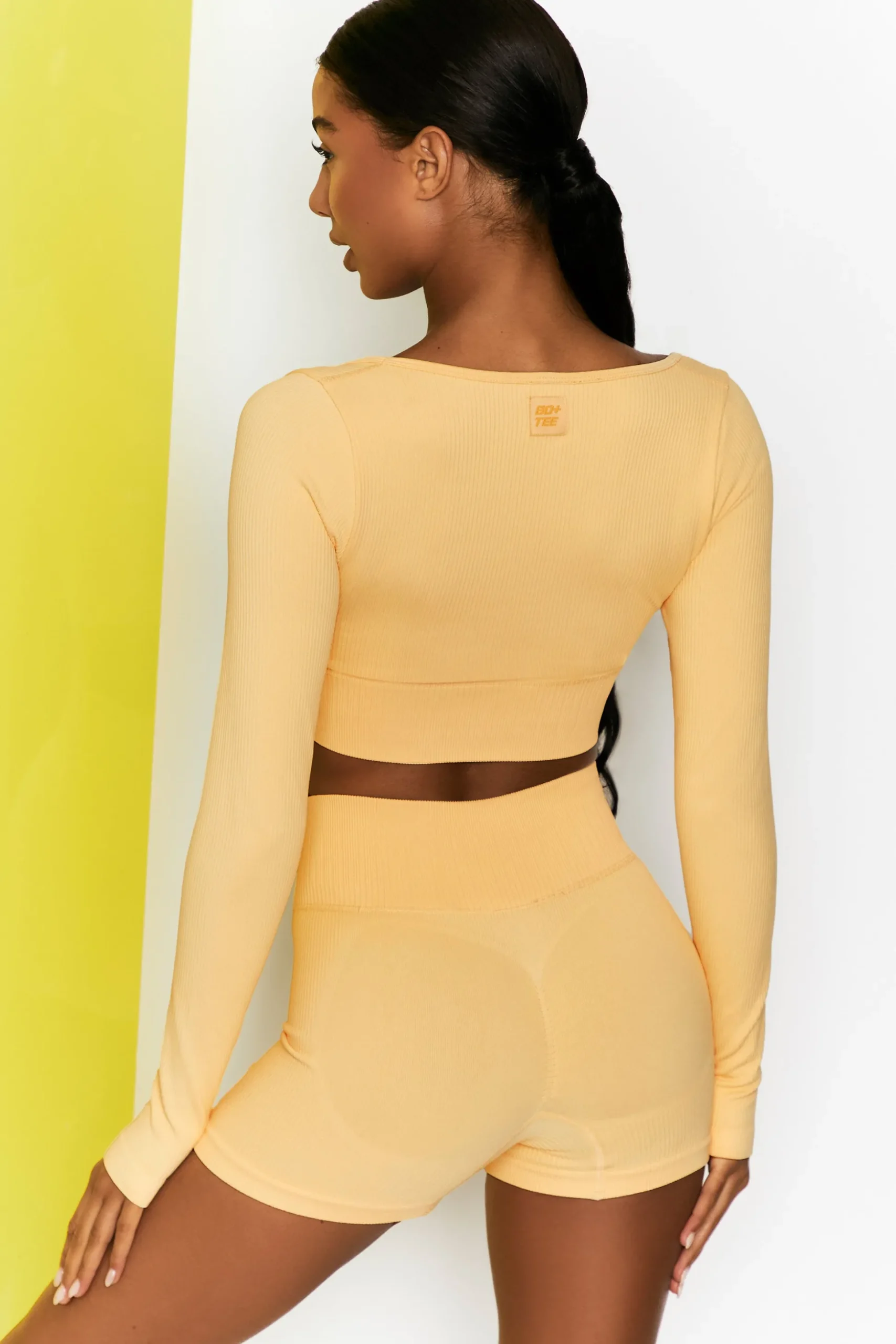 Oh Polly Women'S Clothing Sale - $65 And Under | Women'S Clothing Sale - $40 And Under^Time Check Ribbed Long Sleeve Crop Top in Yellow