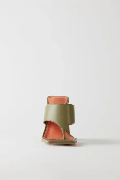 Oh Polly Women'S Clothing Sale - $65 And Under | Women'S Clothing Sale - $40 And Under^Toe Post Leatherette Mule Heels in Olive