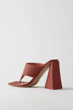 Oh Polly Women'S Clothing Sale - $40 And Under | Women'S Clothing Sale - $65 And Under^Toe Post Leatherette Mule Heels in Terracotta