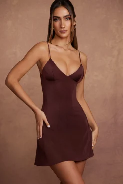 Oh Polly Graduation Dresses | Satin Dresses^Triangle Cup A-Line Mini Dress in Brown