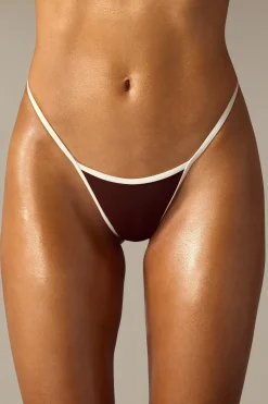 Oh Polly Bikini Sets | Bikini Bottoms^Triangle Thong Bikini Bottoms in Brown