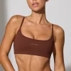 Oh Polly Matching Sets | Sports Bras^Twist Back Scoop Neck Sports Bra in Chocolate