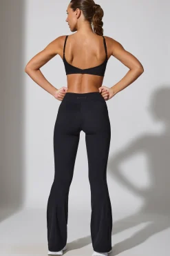 Oh Polly Matching Sets | Leggings^Twist Waist Flare Leggings in Black