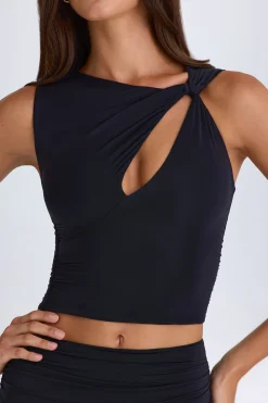 Oh Polly Co-Ords | Tops^Twisted Cut-Out Tank Top in Black