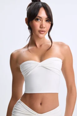 Oh Polly Co-Ords | Tops^Twist-Front Bandeau Top in White