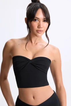 Oh Polly Co-Ords | Tops^Twist-Front Bandeau Top in Black