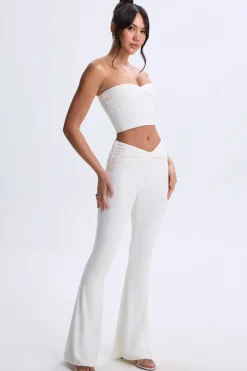 Oh Polly Bottoms | Co-Ords^Twist-Front Flared Trousers in White